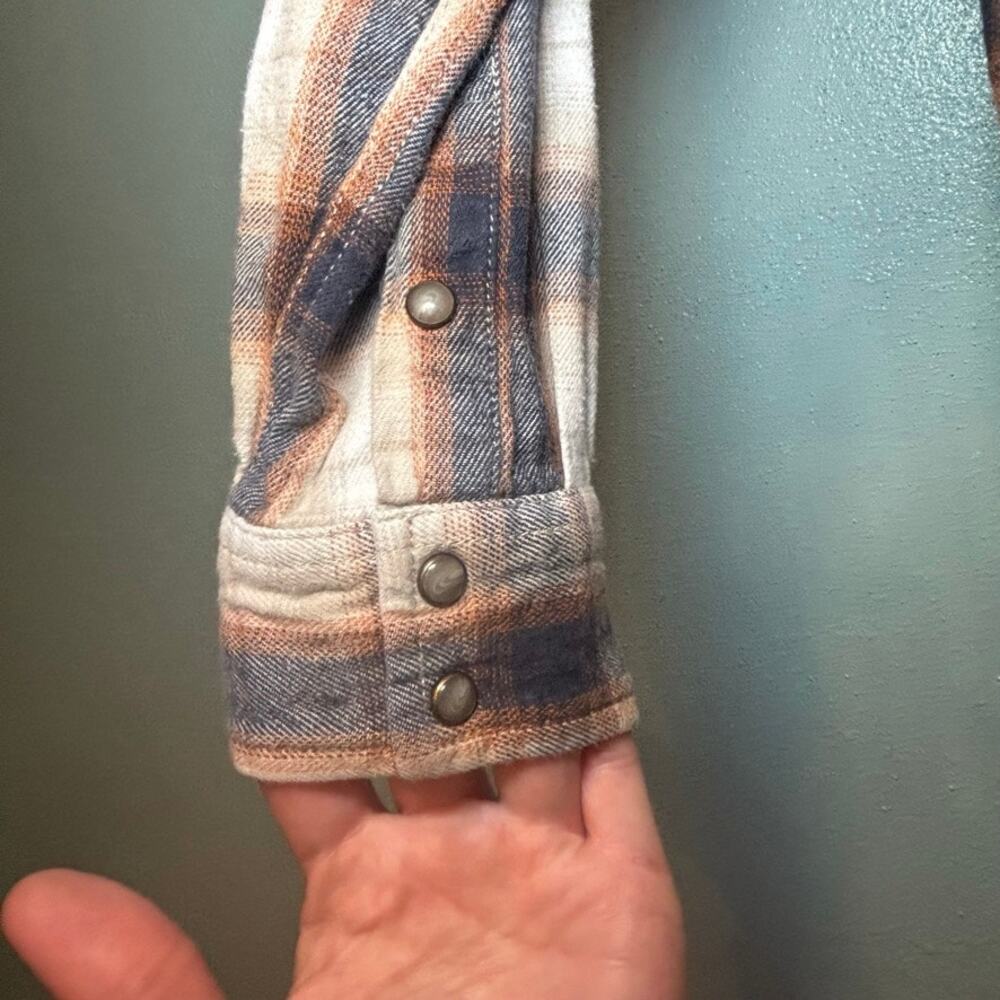 Cody James Boys Brown Tan Plaid Flannel Button Up Long Sleeve Western Shirt - Picture 3 of 10